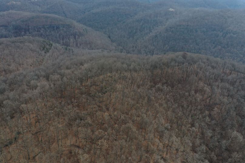 016 aerial drone shot near the southwest boundary looking east up the valley
