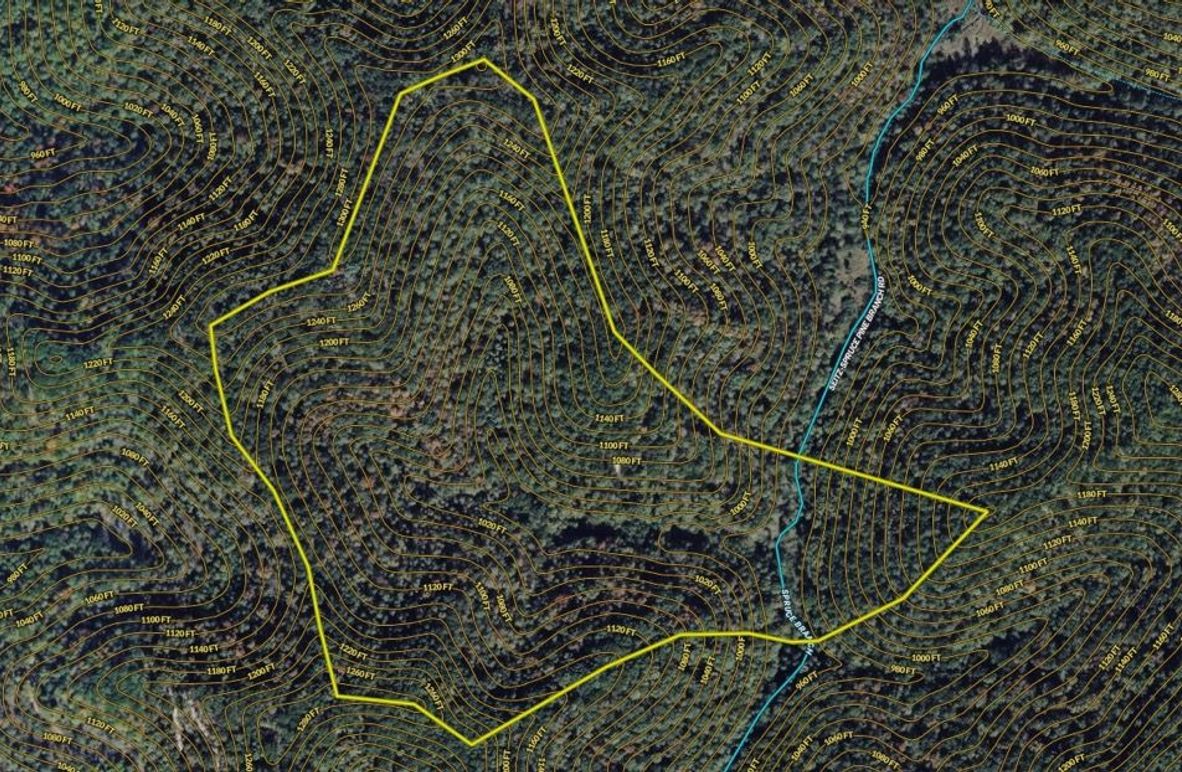 029 Magoffin 64 Land ID map zoomed in with contour lines and water features