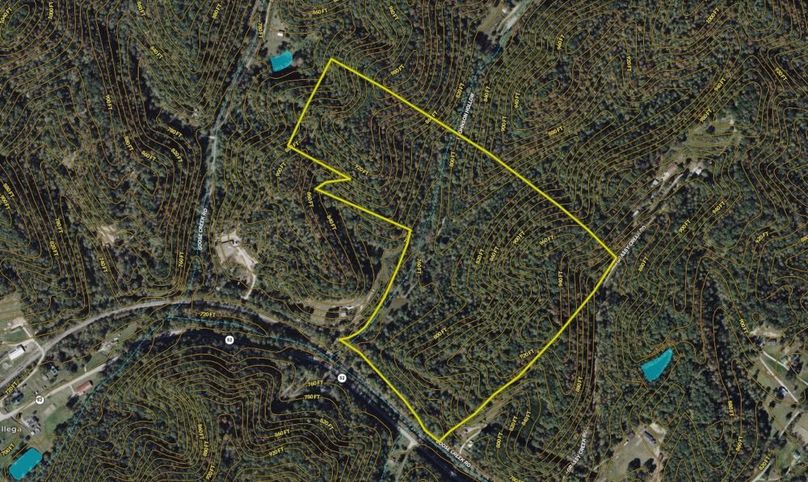 023 Lee 60 Land ID map zoomed in with contour lines and water features