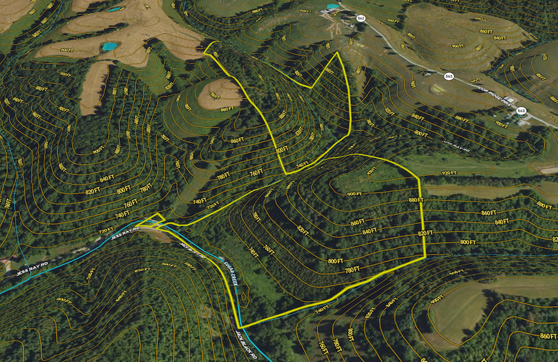 030 Garrard 51 Land ID map 3D zoomed in with contour lines