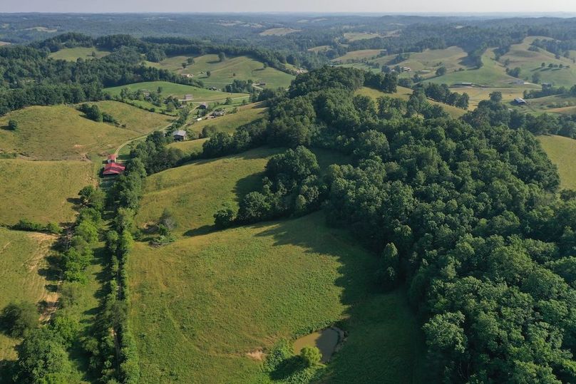 025 aerial drone shot from the south boundary looking north through the property