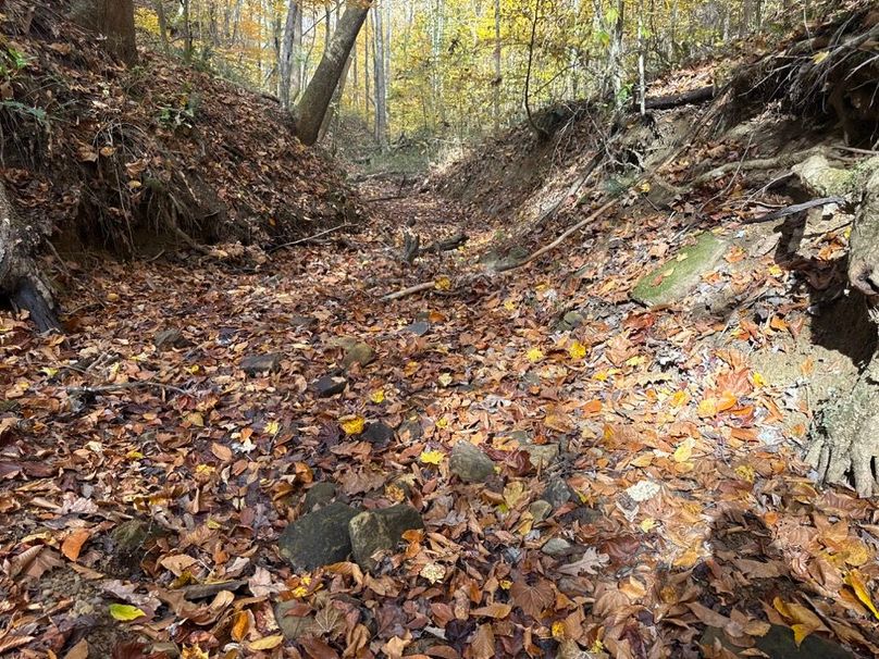 011 Rock lined drainage feeding from the upper elevations toward the valley floor