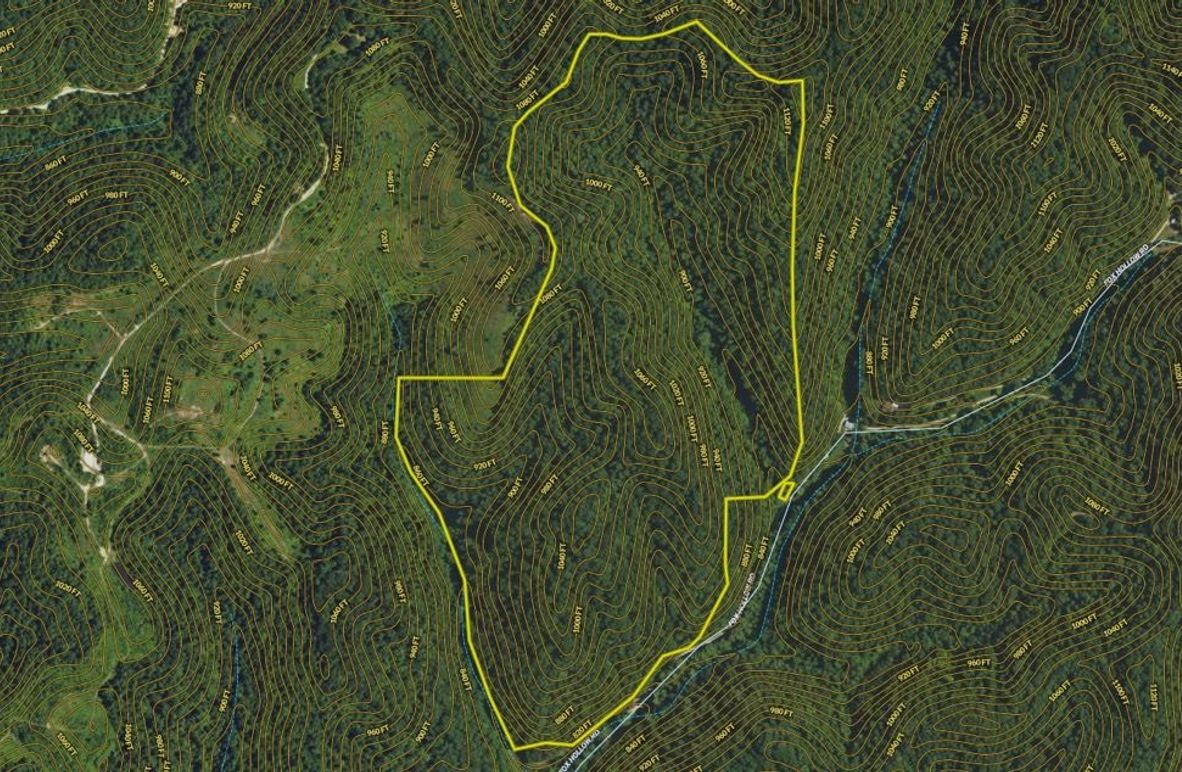 027 Lee 113 Land ID map zoomed in with contour lines and surface water