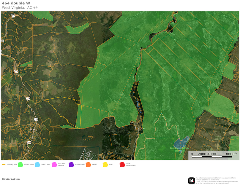 Rand Co WV 464 Land Fund WV map 5 national forest