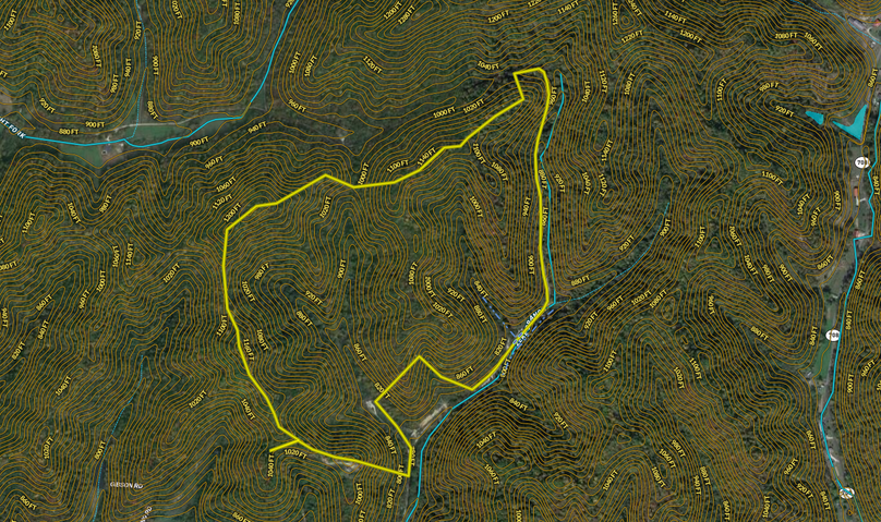 028 Owsley 149 Land ID map zoomed in with contour lines and water features